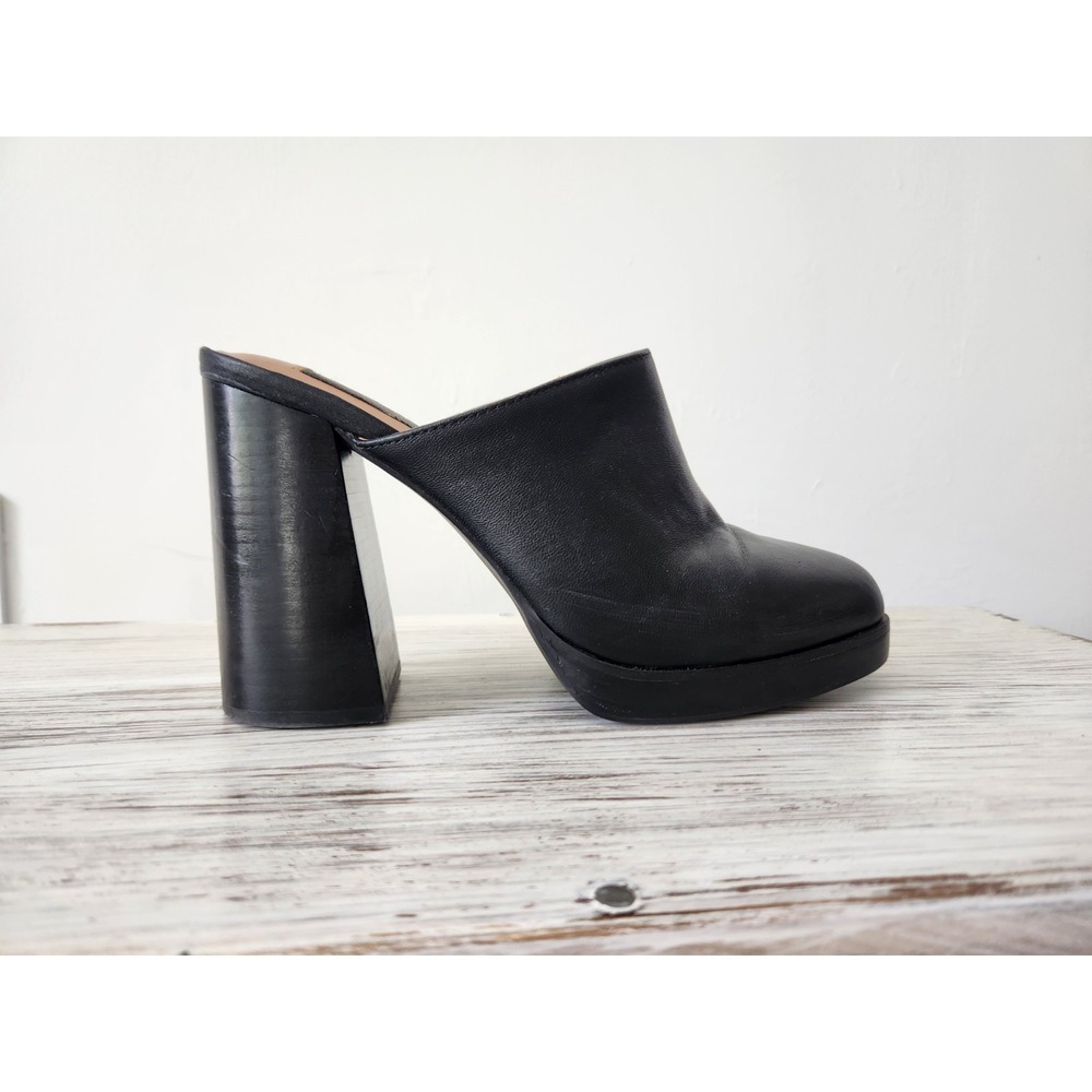Aqua Womens Moda Leather Slip On Mules Black Size 10M